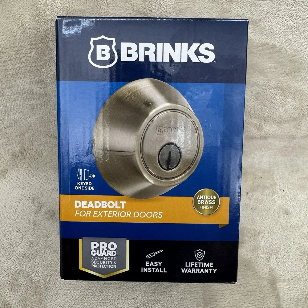 Brinks Pro Guard Deadbolt Antique Brass Keyed One Side ANSI Grade 2 (1 Key)